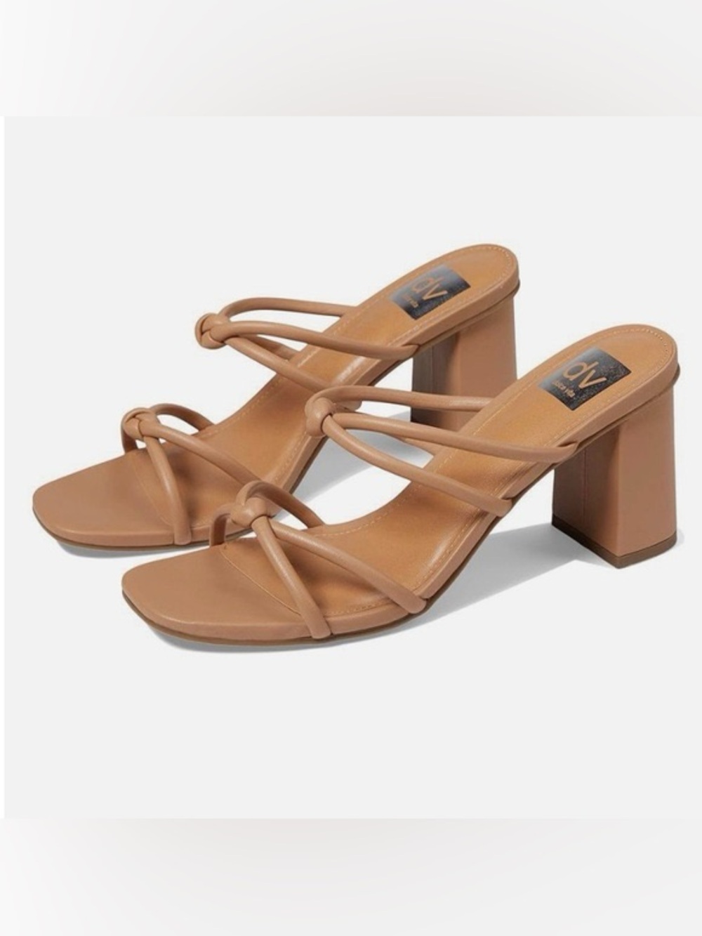 DV by Dolce Vita Tan Knotted Strappy Block Heel Sandal